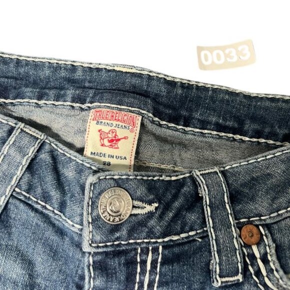 True Religion Jeans Men's 28 Blue Denim Light Wash 5-Pockets Design Straight Leg - Picture 1 of 5